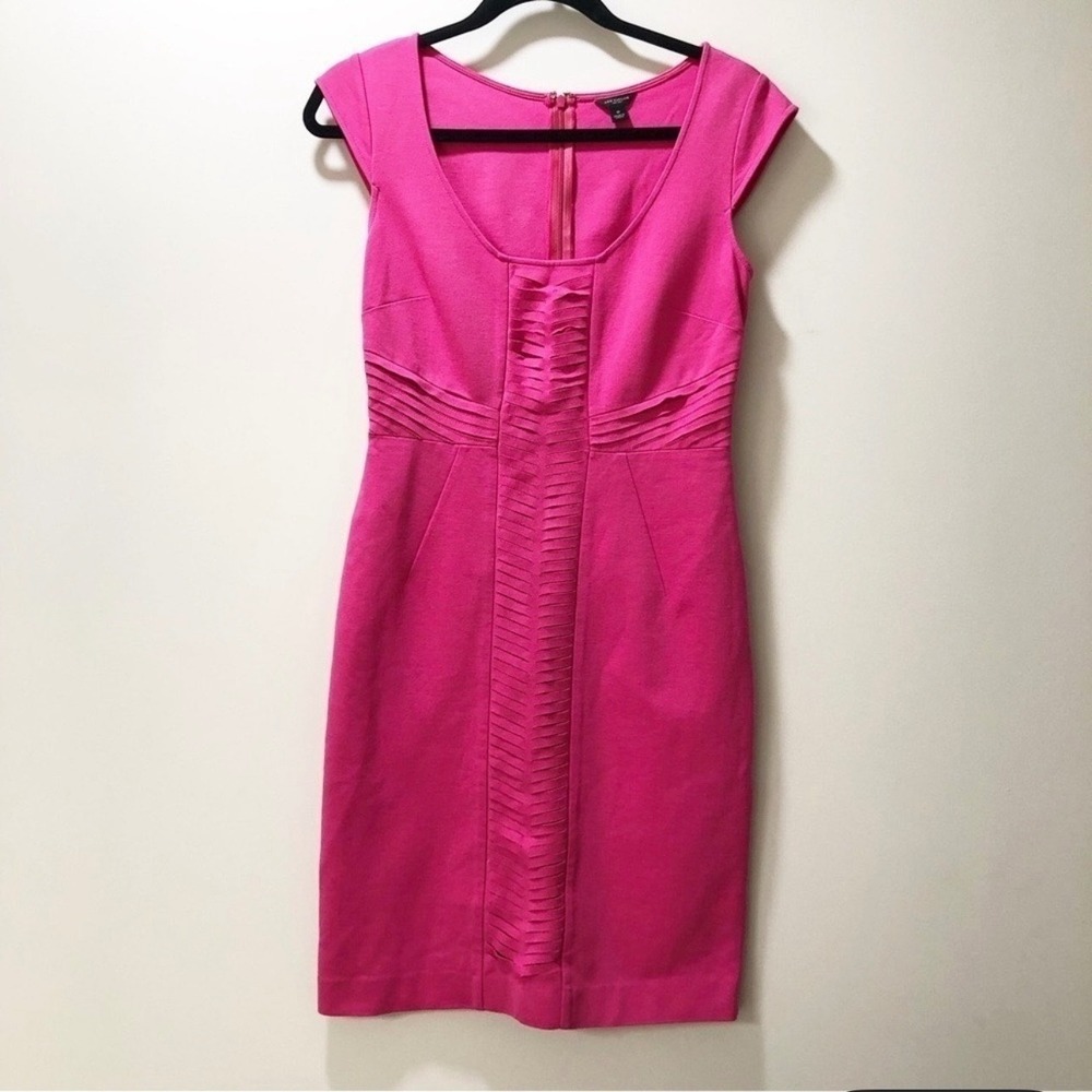 Ann Taylor‎ Sheath Dress Pink Cap Sleeve Ruched Size 0